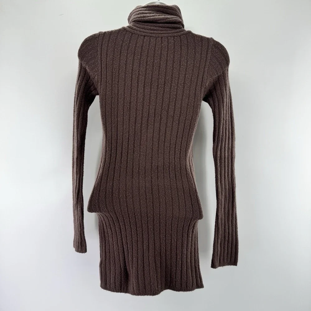 Free People Brown Ribbed Turtleneck Mini Dress - Picture 7 of 15